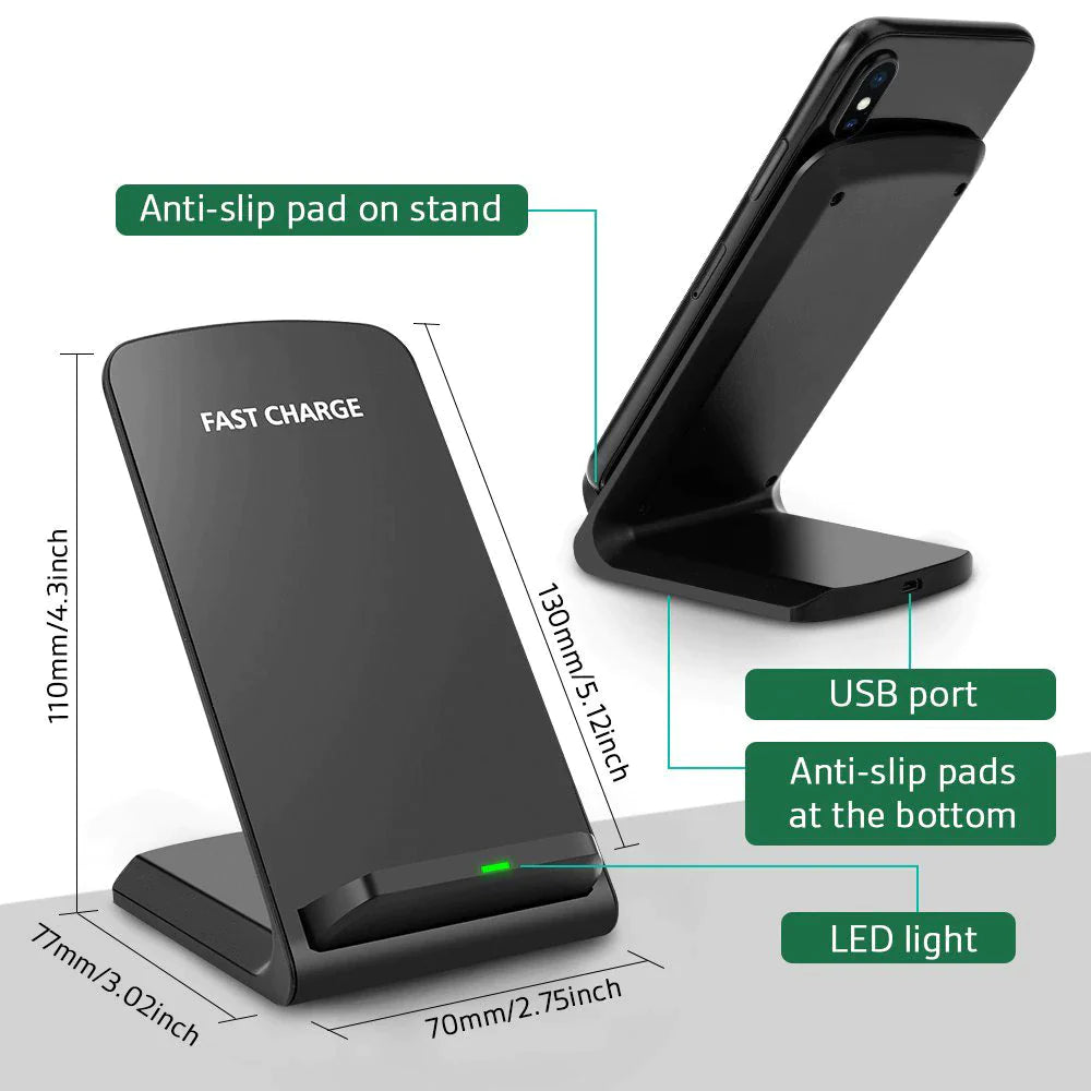 Qi Wireless Fast Charger Charging Pad Stand Dock for Samsung Galaxy Iphone Phone