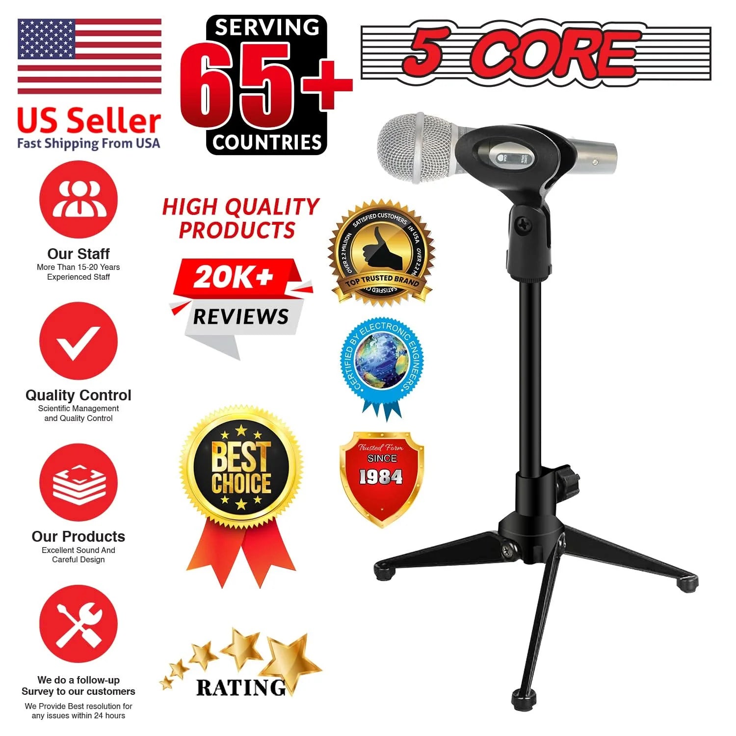 5Core Tripod Desktop Mic Stand Universal Desk Microphone Holder Table Top Stands