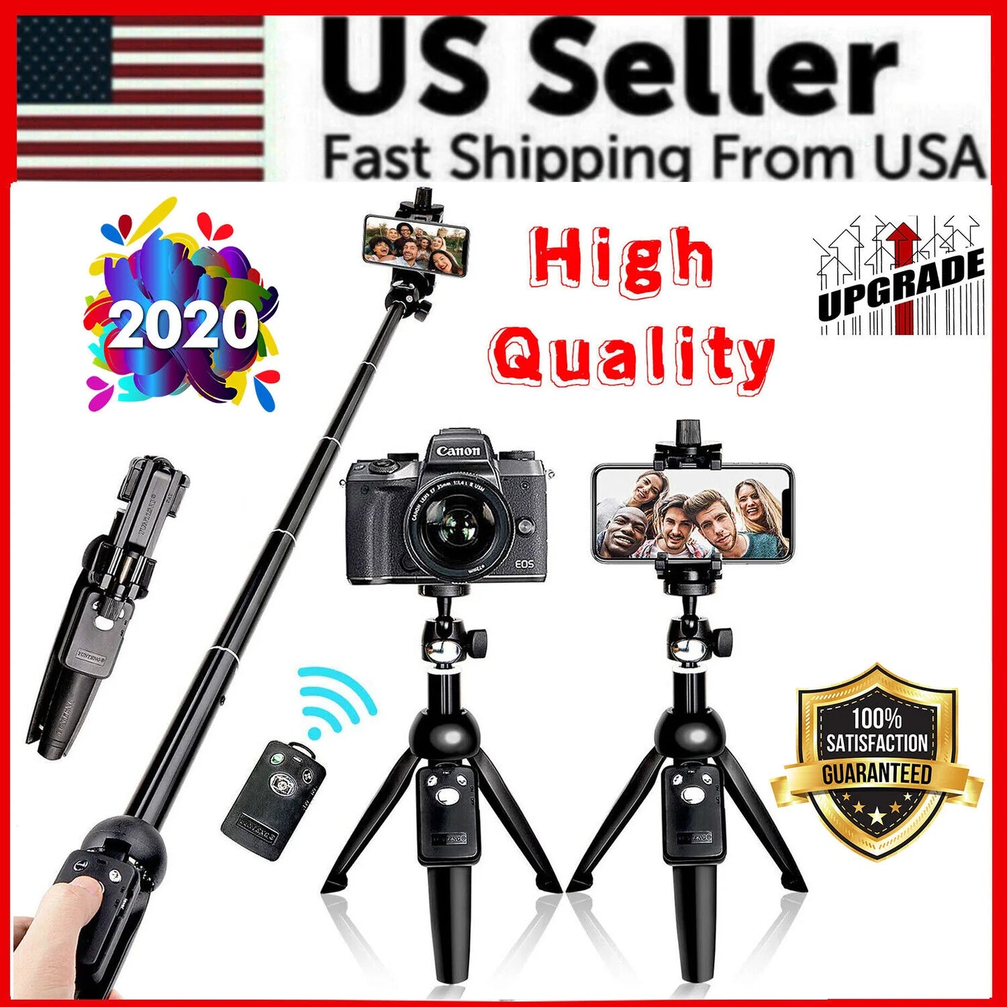 Selfie Stick Tripod 40" Bluetooth Remote Portable for Iphone and Android Phones