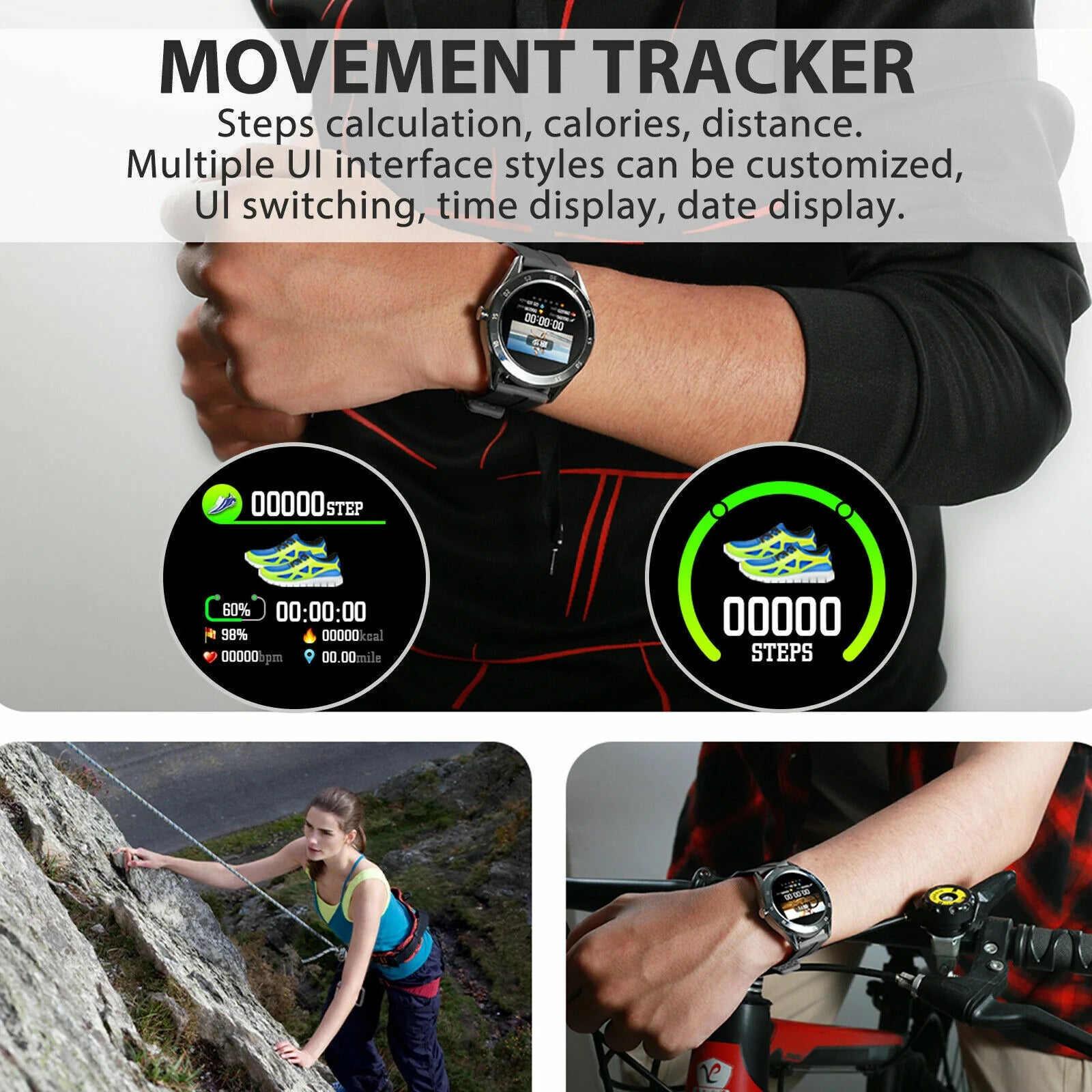 Waterproof Bluetooth Smart Watch Phone Mate Heart Rate Tracker for Ios Android